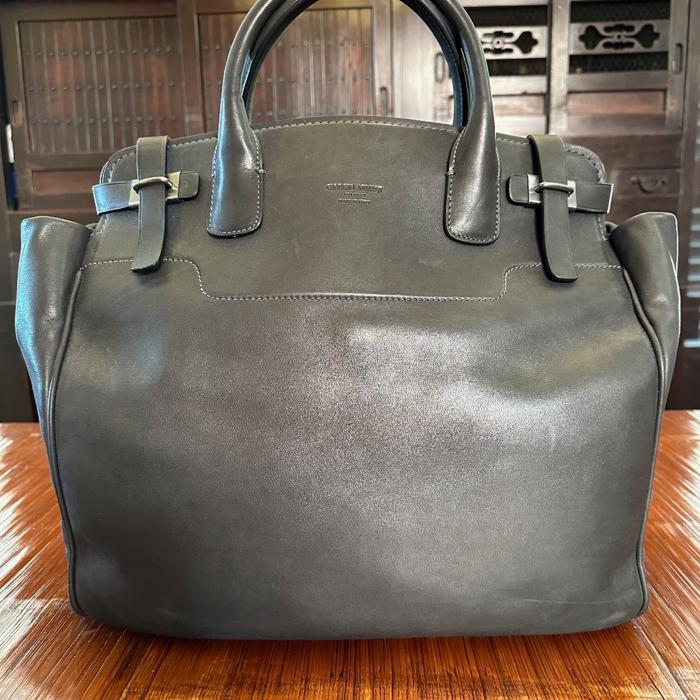 GIORGIO ARMANI   Heavy Smooth Leather Oversized Tote/Shopper Bag